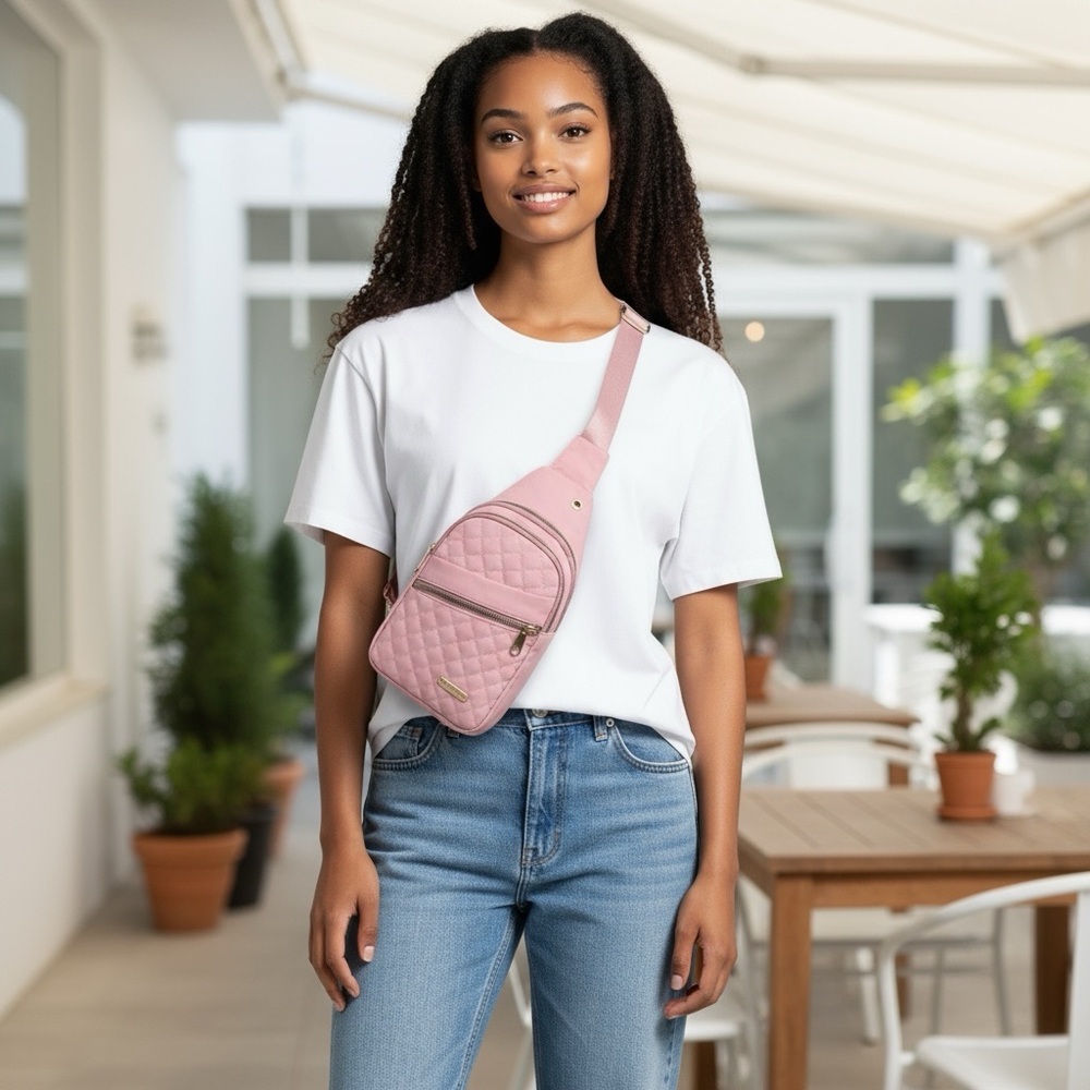 PRICE IS FIRM - Chic Quilted Pink Crossbody Bag - Picture 2 of 7